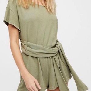 Free People Olive Green Criss Cross Back Romper